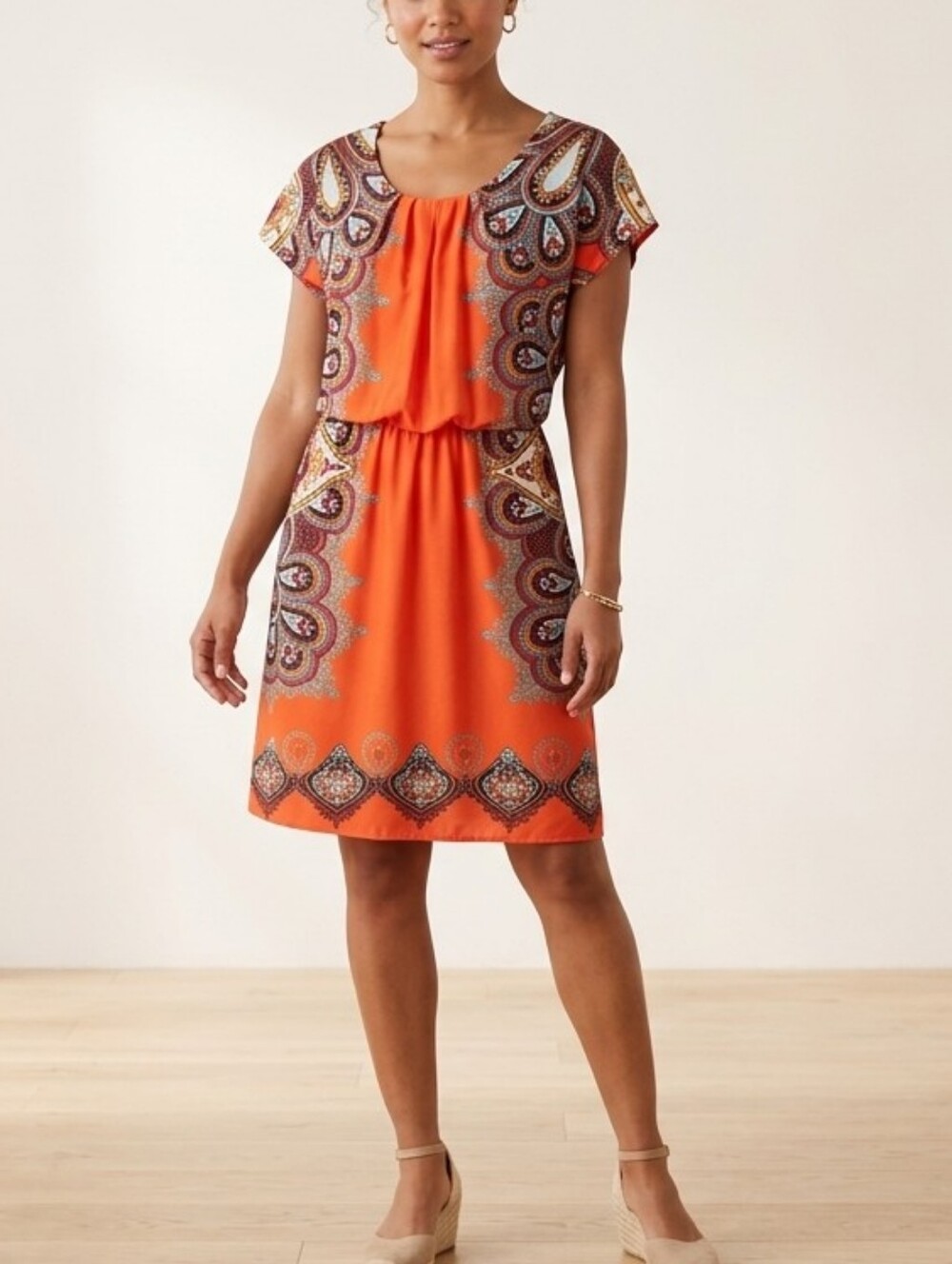Alyx Petite Orange Paisley Print Dress